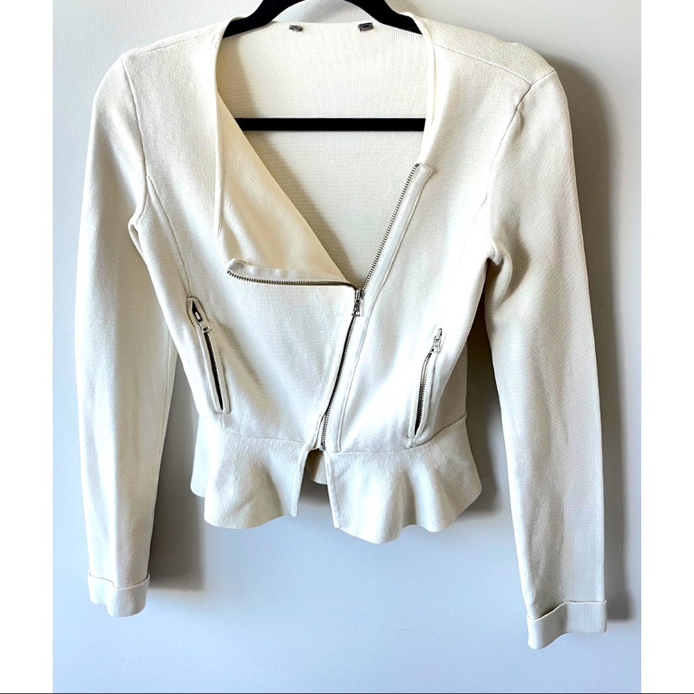 BCBG White Asymmetrical Summer Jacket